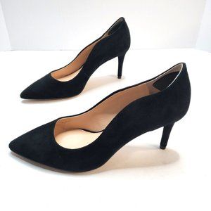 Vince Camuto Kitten Heel Pumps Black Suede Pointed Toe Slip On Heels Size 10